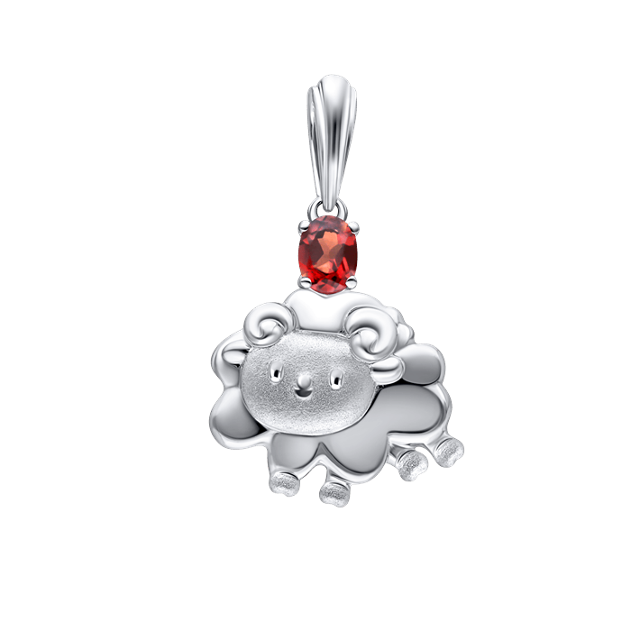 Elemate Red Garnet Ladies Pendant Aries S119-DPS0395